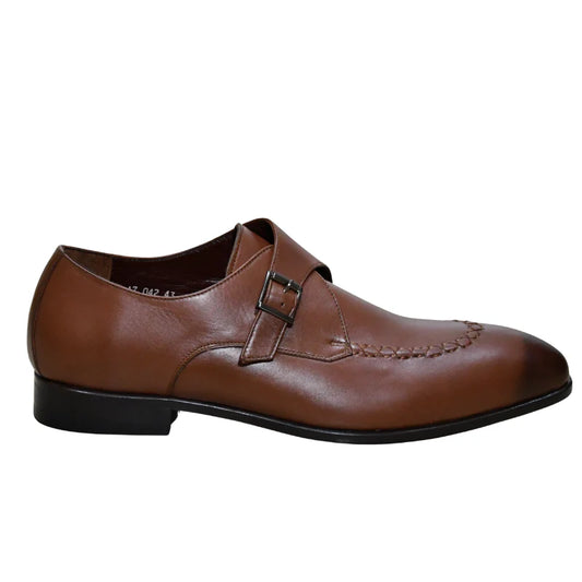 Babti Classico – Chaussure Monk à Boucle en Cuir (Noir & Marron)