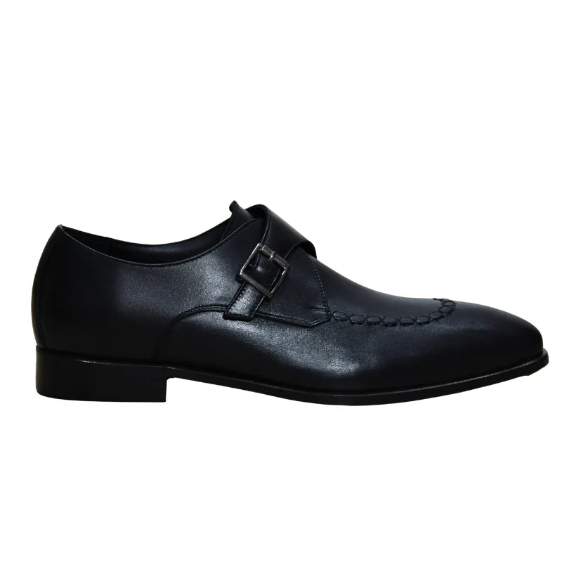 Babti Classico – Chaussure Monk à Boucle en Cuir (Noir & Marron)
