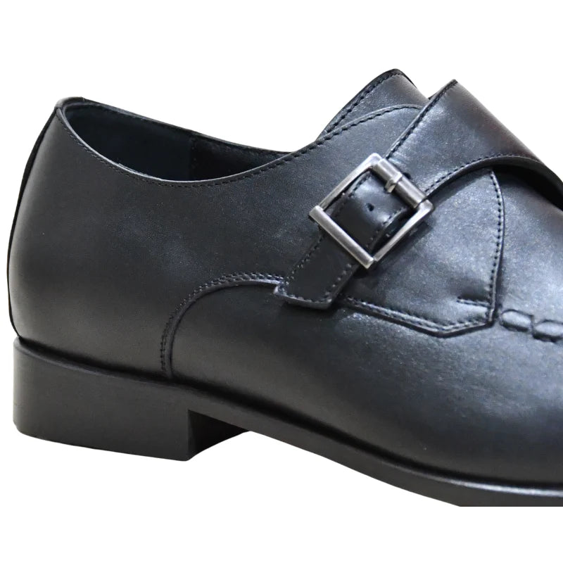 Babti Classico – Chaussure Monk à Boucle en Cuir (Noir & Marron)
