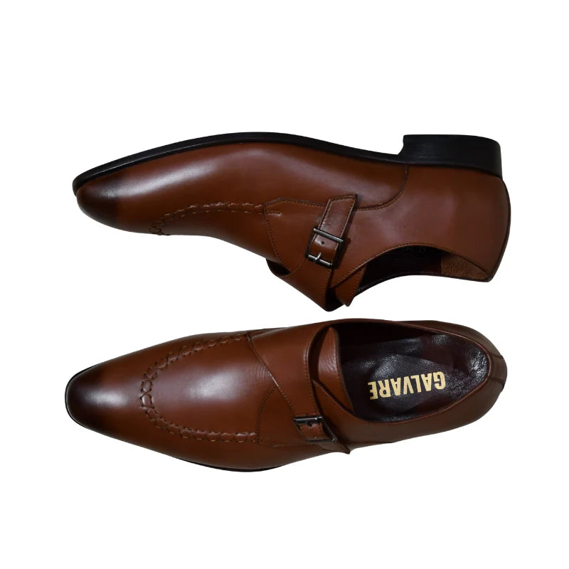 Babti Classico – Chaussure Monk à Boucle en Cuir (Noir & Marron)