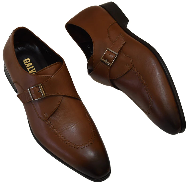 Babti Classico – Chaussure Monk à Boucle en Cuir (Noir & Marron)
