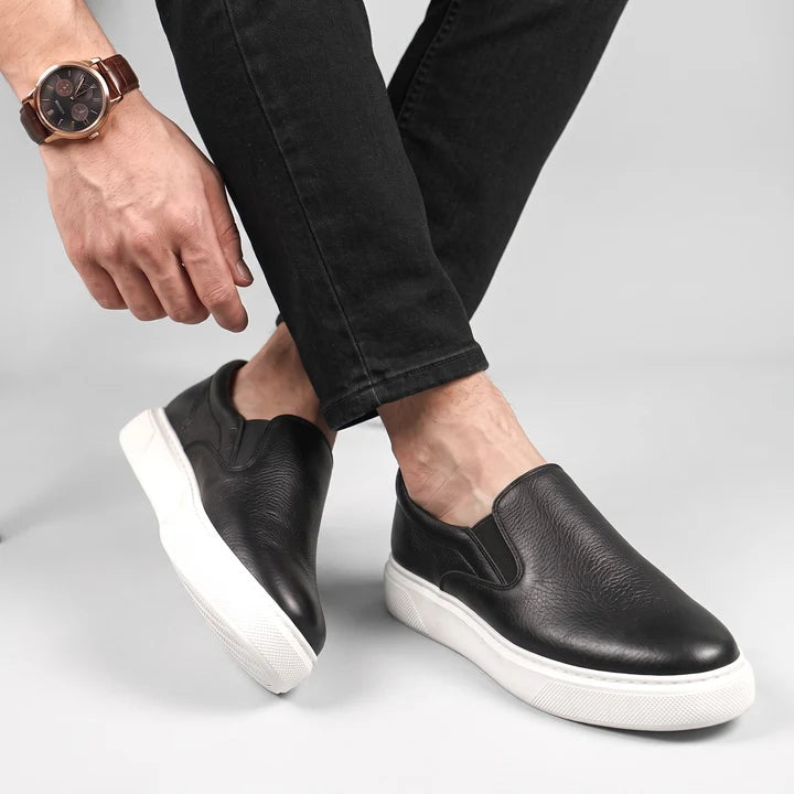 Chaussure en Cuir Grainé Tres Confortable