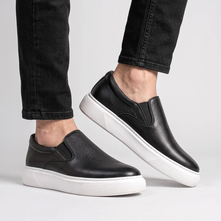 Chaussure en Cuir Grainé Tres Confortable