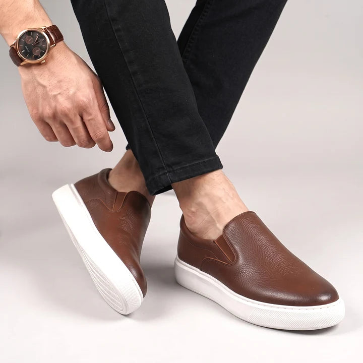 Chaussure en Cuir Grainé Tres Confortable